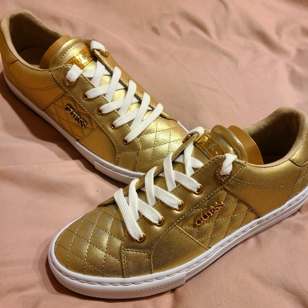 Guess Loven Gold Quilted Women's Sneakers